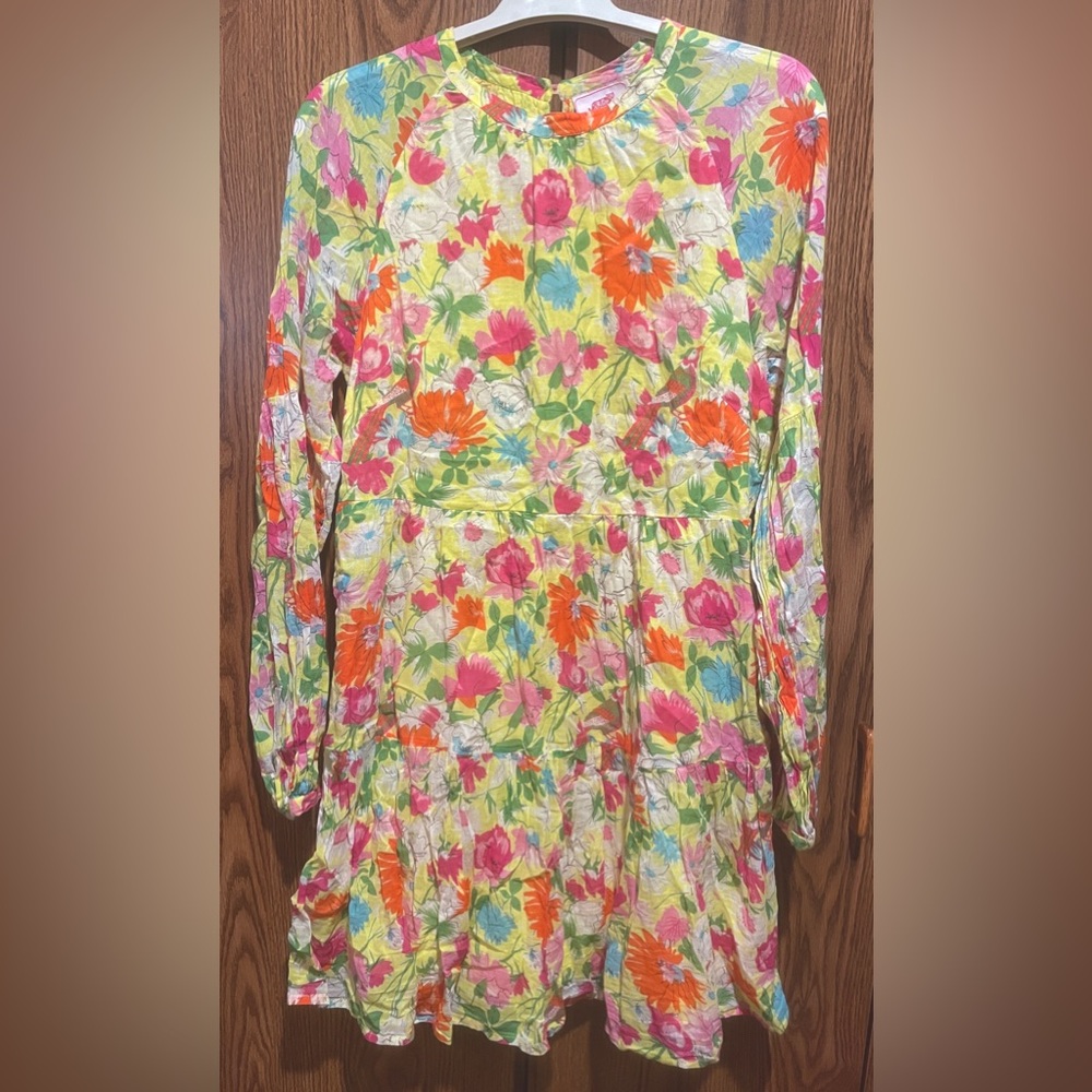 Banjanan Lorene Dress Sz L in Yellow Floral Print